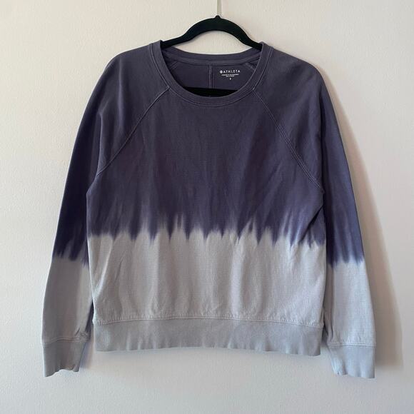 Athleta Women's size Small Blue Tie Dye Crewneck Pullover Sweatshirt Loungewear - Picture 1 of 9